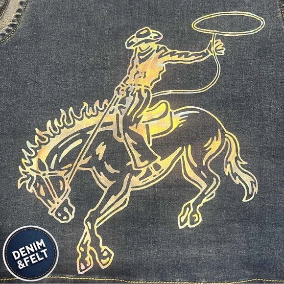 Marigold Kiss Women’s Country Western Iridescent Bronco Denim Vest | NEW/NWT!!🐴🤠 - Picture 9 of 15
